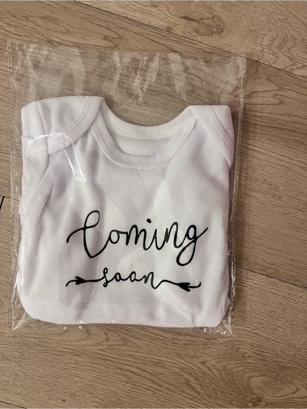 White "Coming Soon" Baby Onesie - Picture 6 of 6